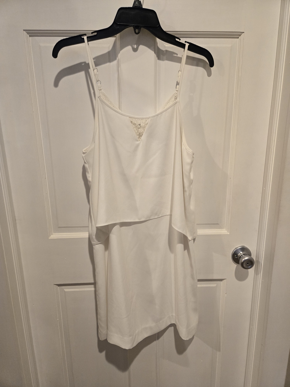 Bar III White Midi Slip Dress with Layered Overlay